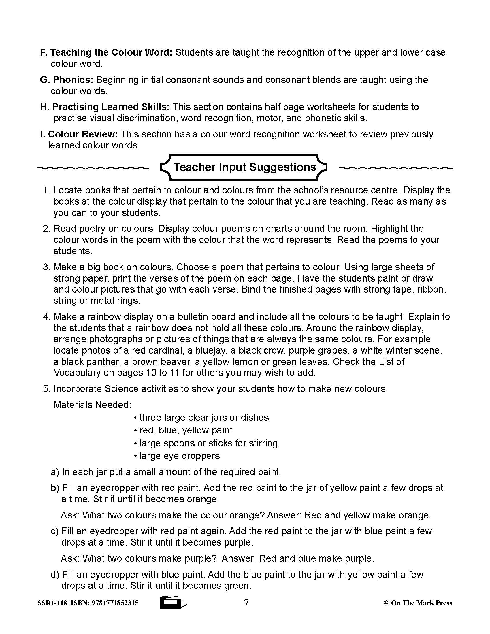 All about Colour Grades K-1