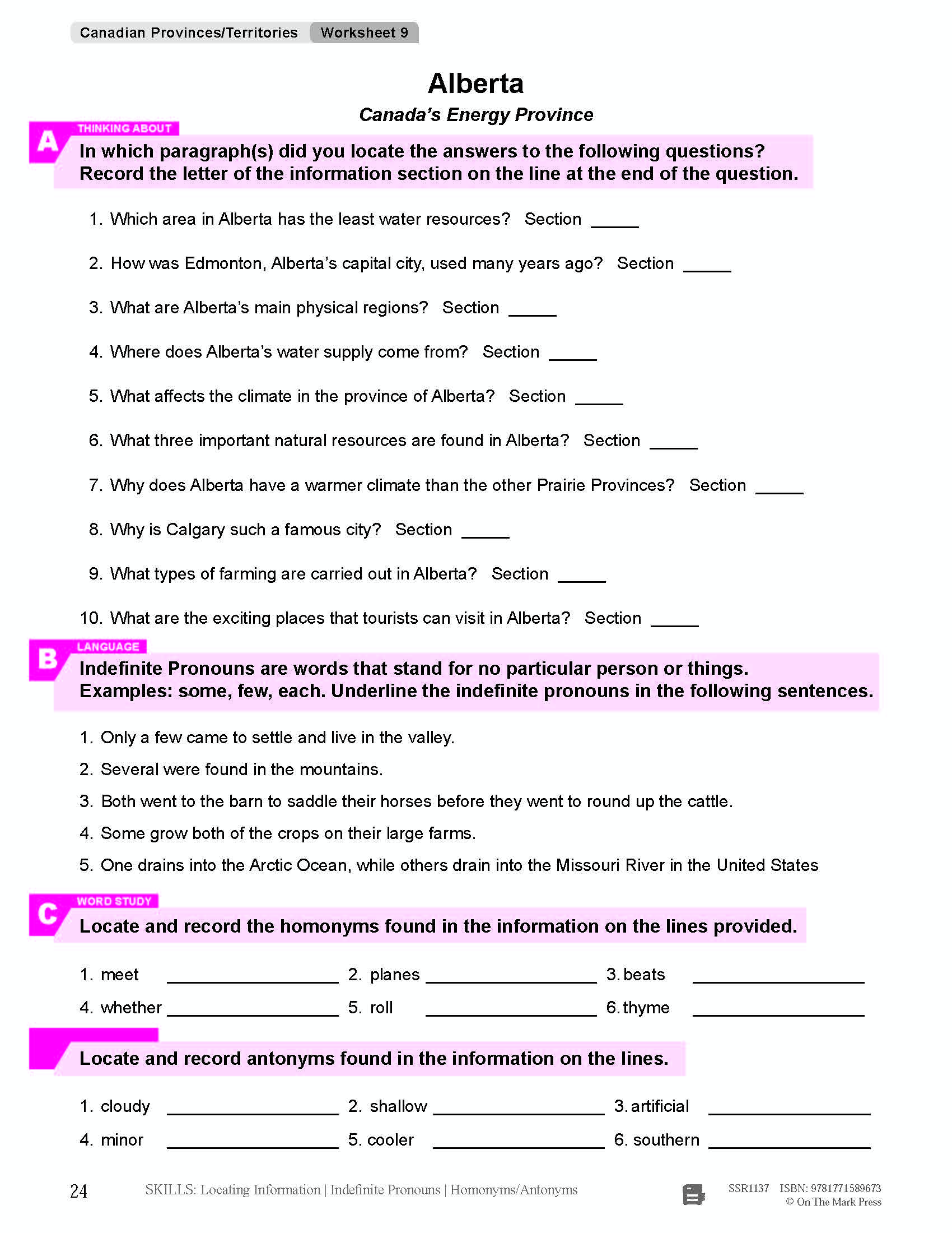 Alberta Reading Lesson Grades 6-7
