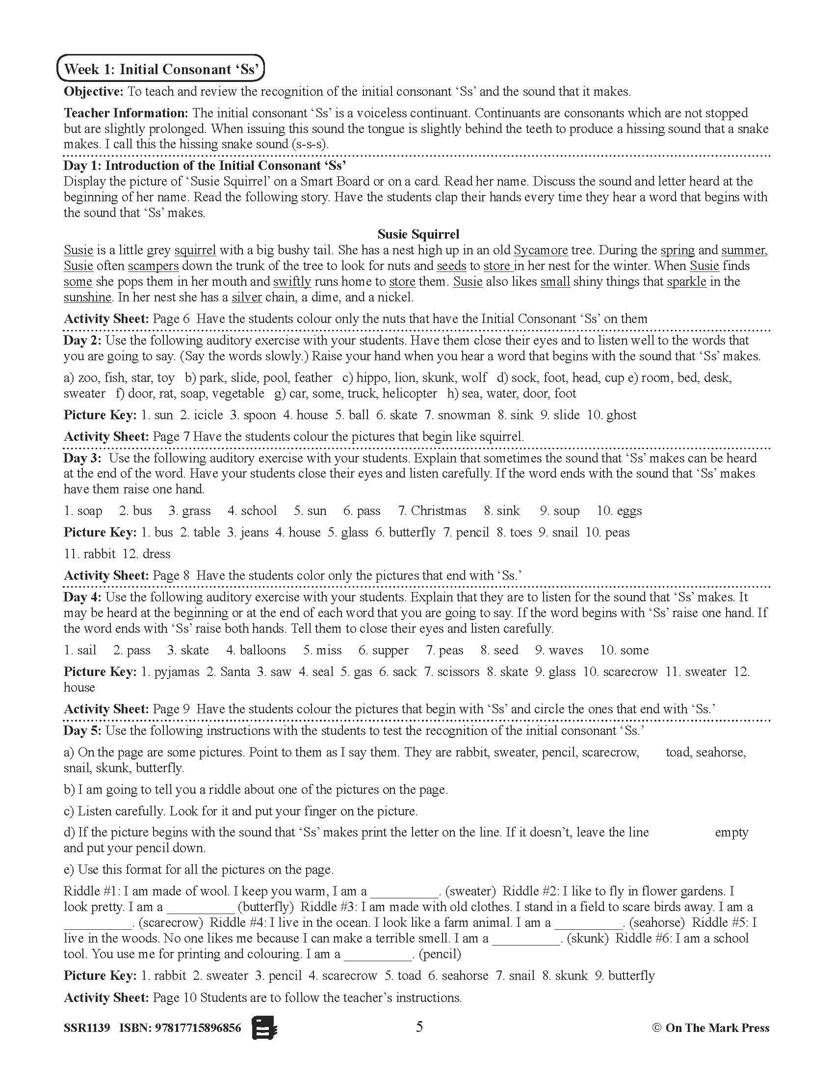 Canadian Daily Phonics Grades K-1 - Initial Consonants