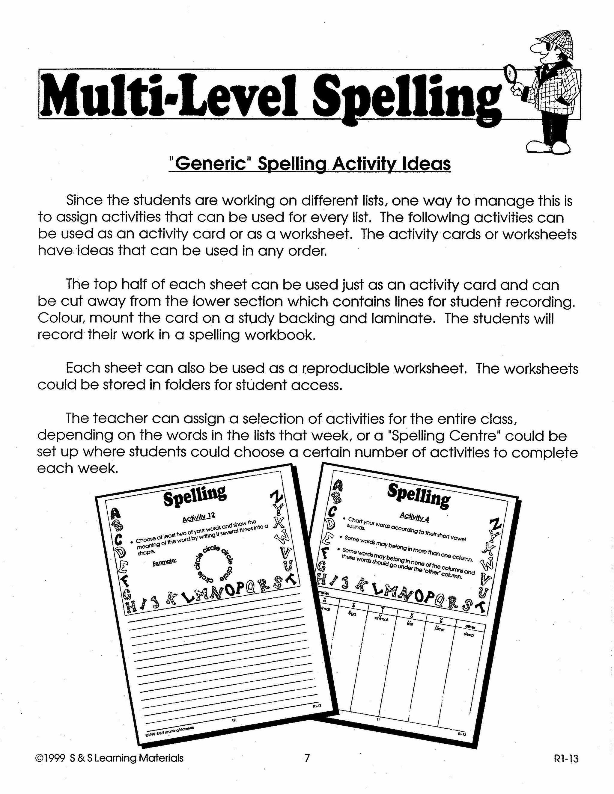Multi-Level Canadian Spelling Program Grade 3-5