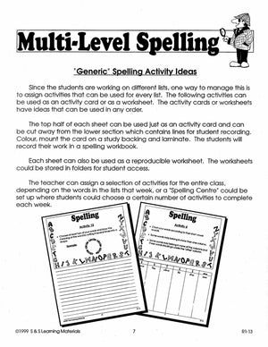 Multi-Level Canadian Spelling Program Grade 3-5