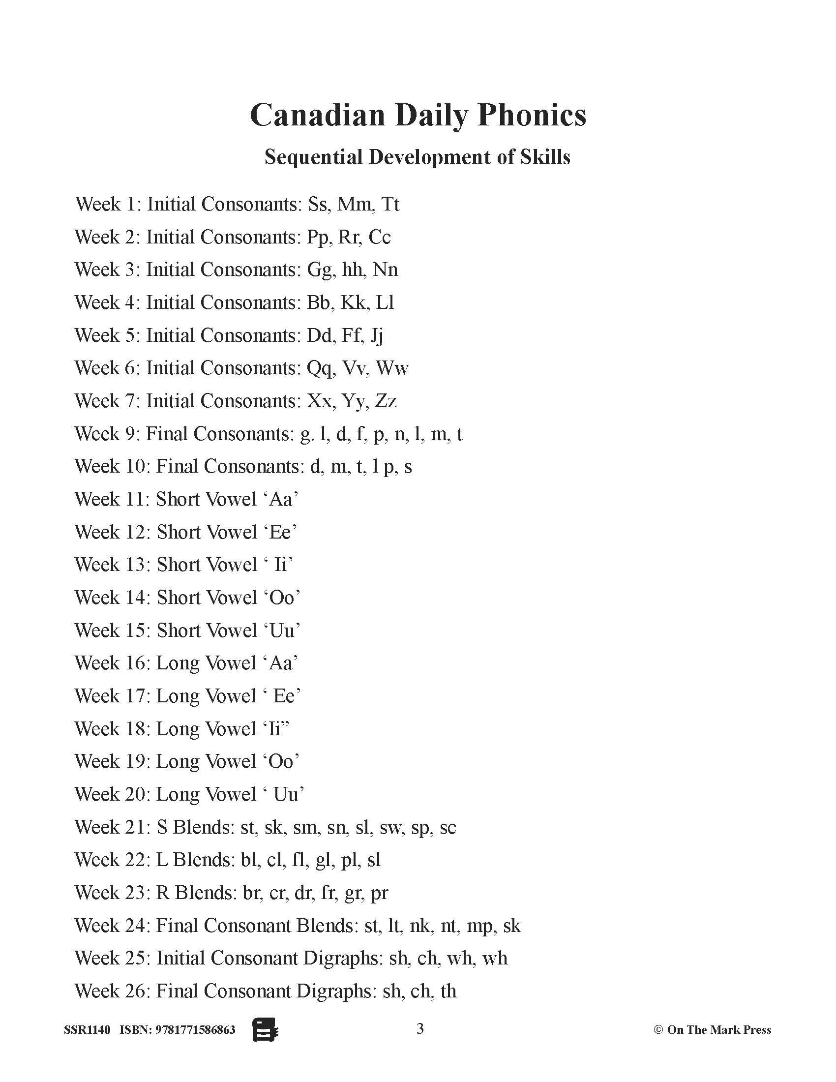 Canadian Daily Phonics Grade 1  | Consonants | Vowels | Blends
