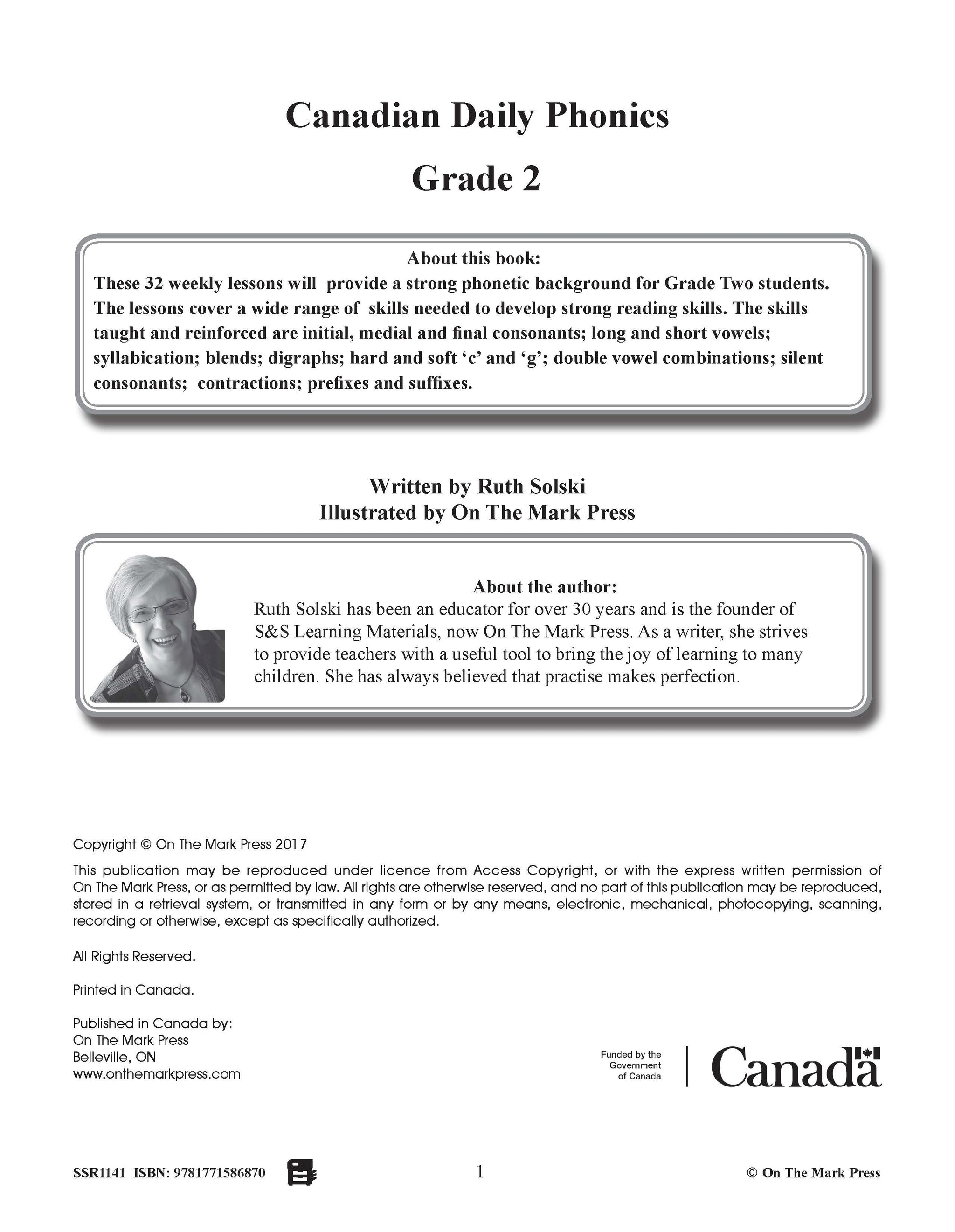 Canadian Daily Phonics Worksheets Gr 2 | Daily Phonics | Consonants | Vowels | Blends | Digraph