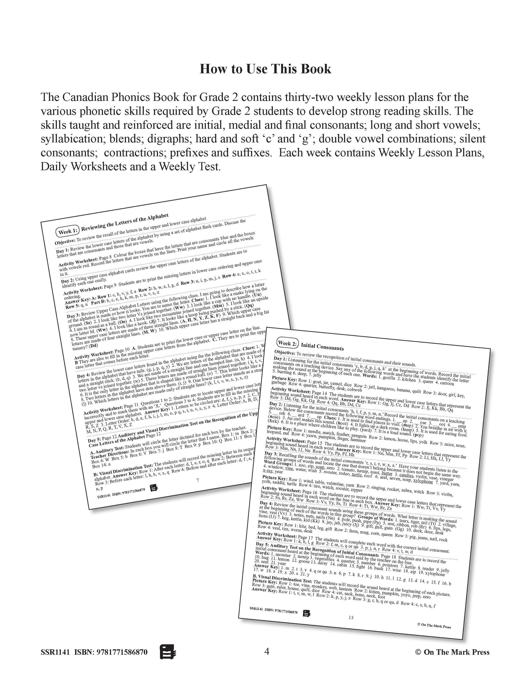 Canadian Daily Phonics Worksheets Gr 2 | Daily Phonics | Consonants | Vowels | Blends | Digraph