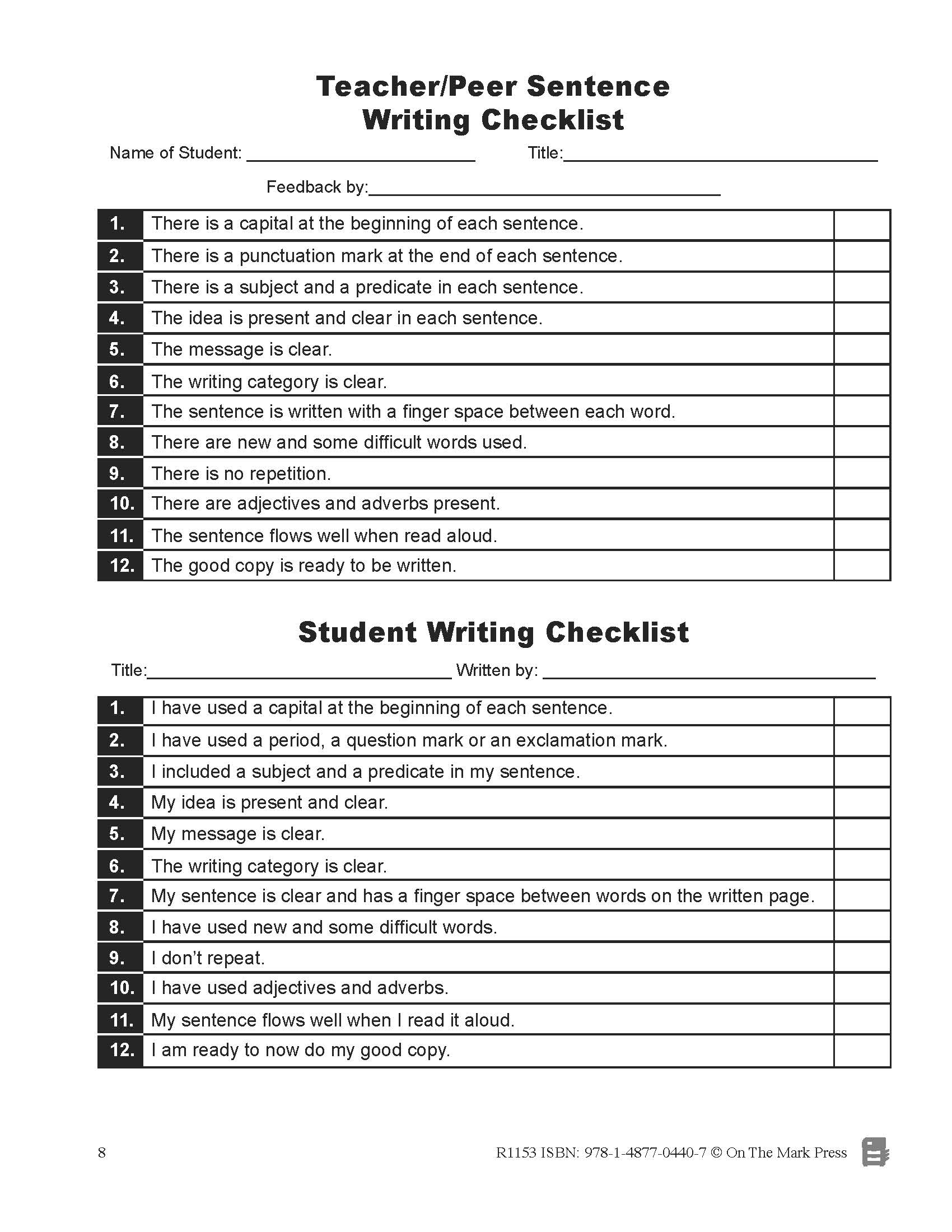 Sentence Writing - Canadian Writing Series Gr. 1-3