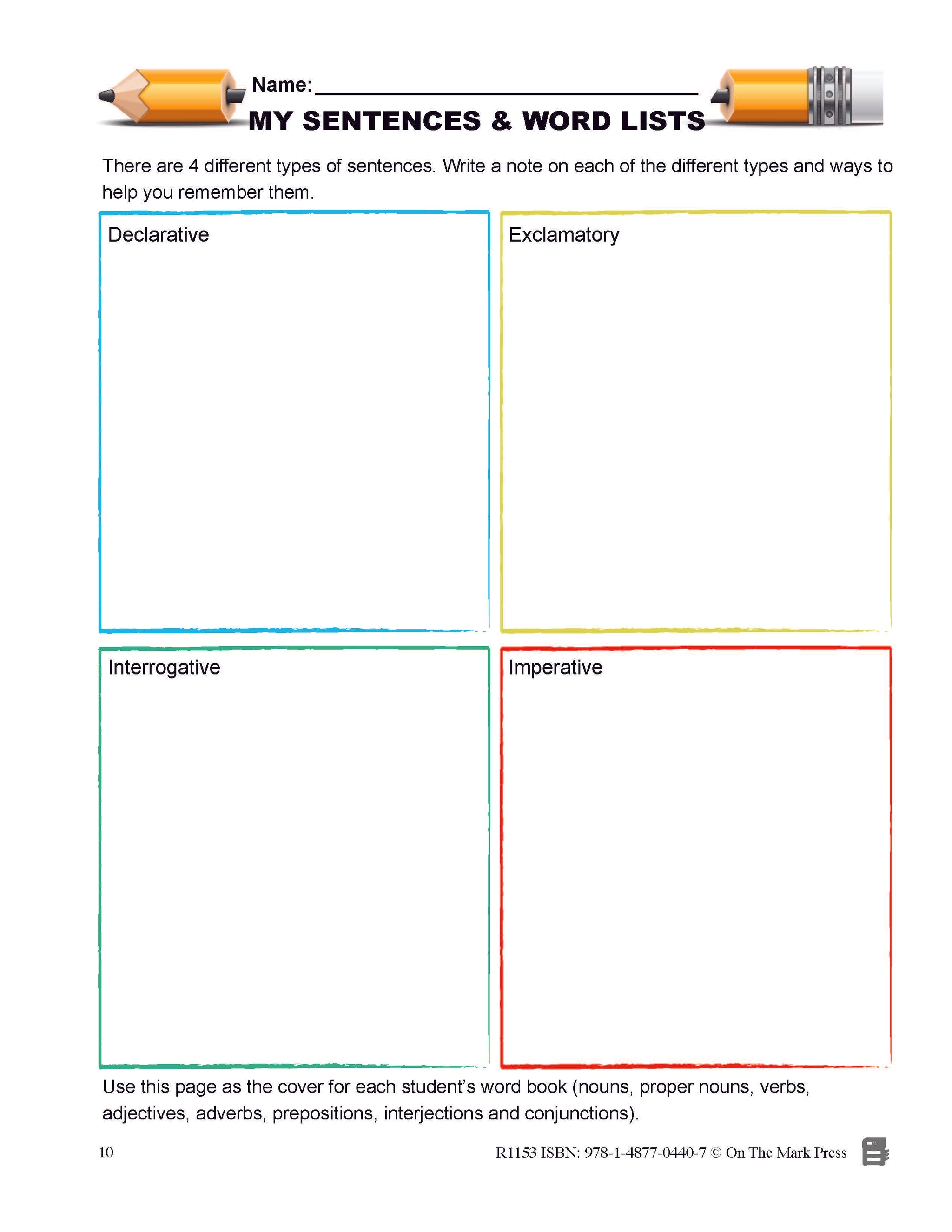 Sentence Writing - Canadian Writing Series Gr. 1-3