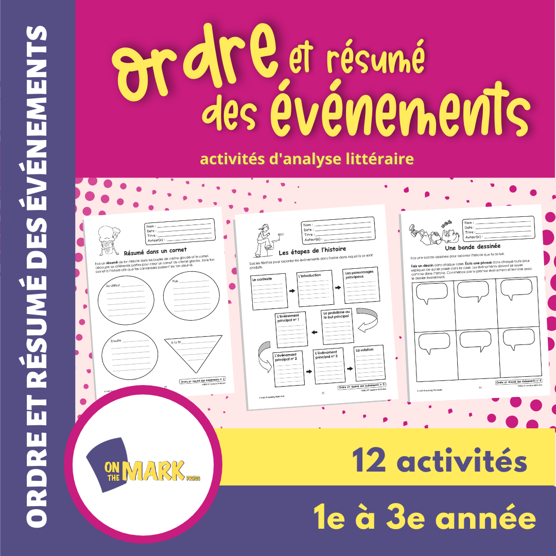 Ordre et résumé des événements 1e à 3e année : activités d'analyse littéraire