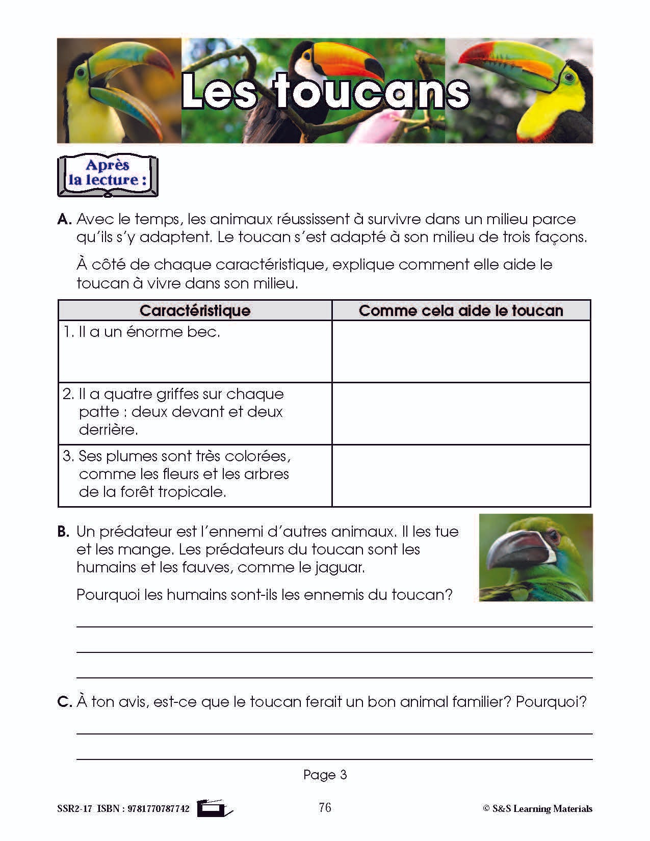 C'est un fait : Activités de compréhension de textes informatifs 3e année