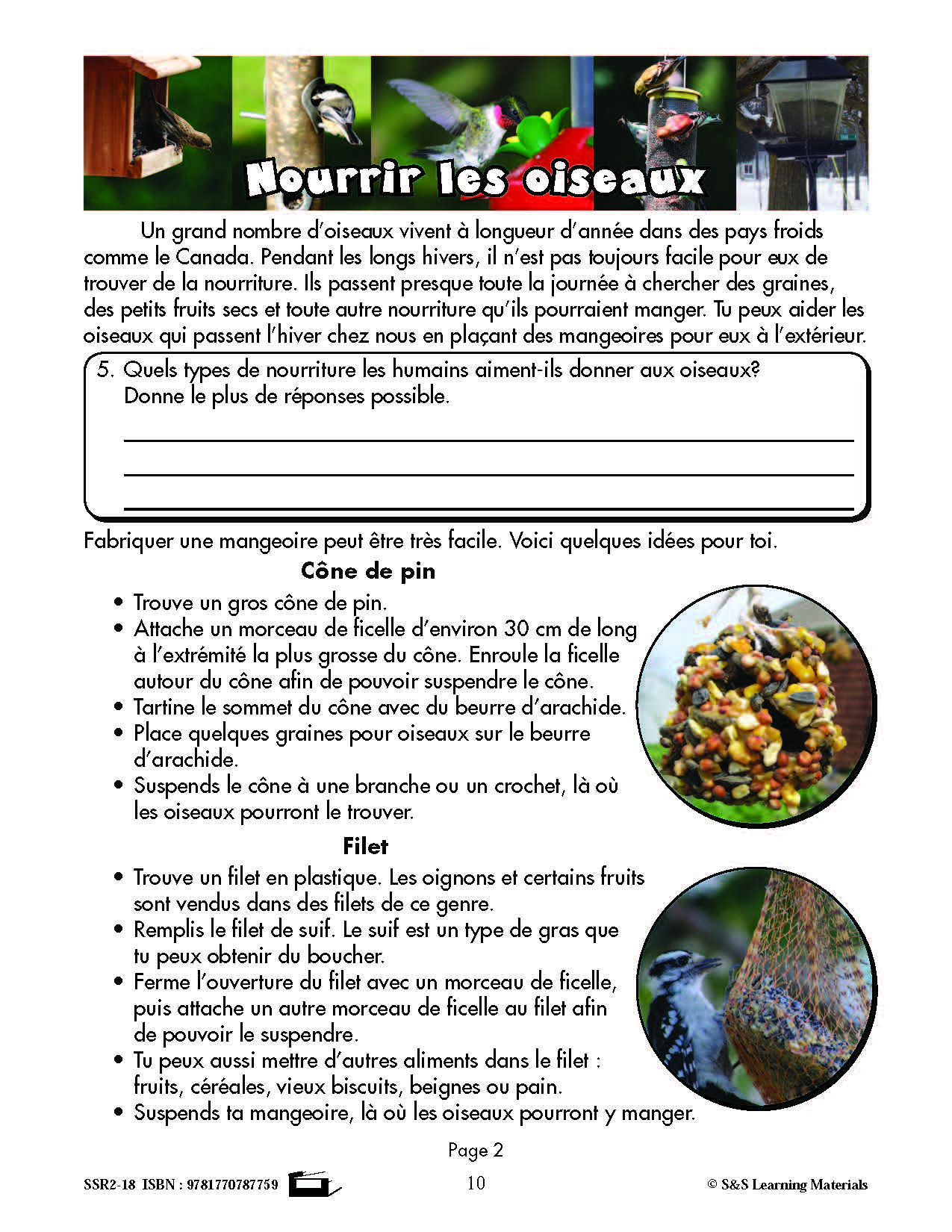 C'est un fait : « Nourrir les oiseaux » 4e année