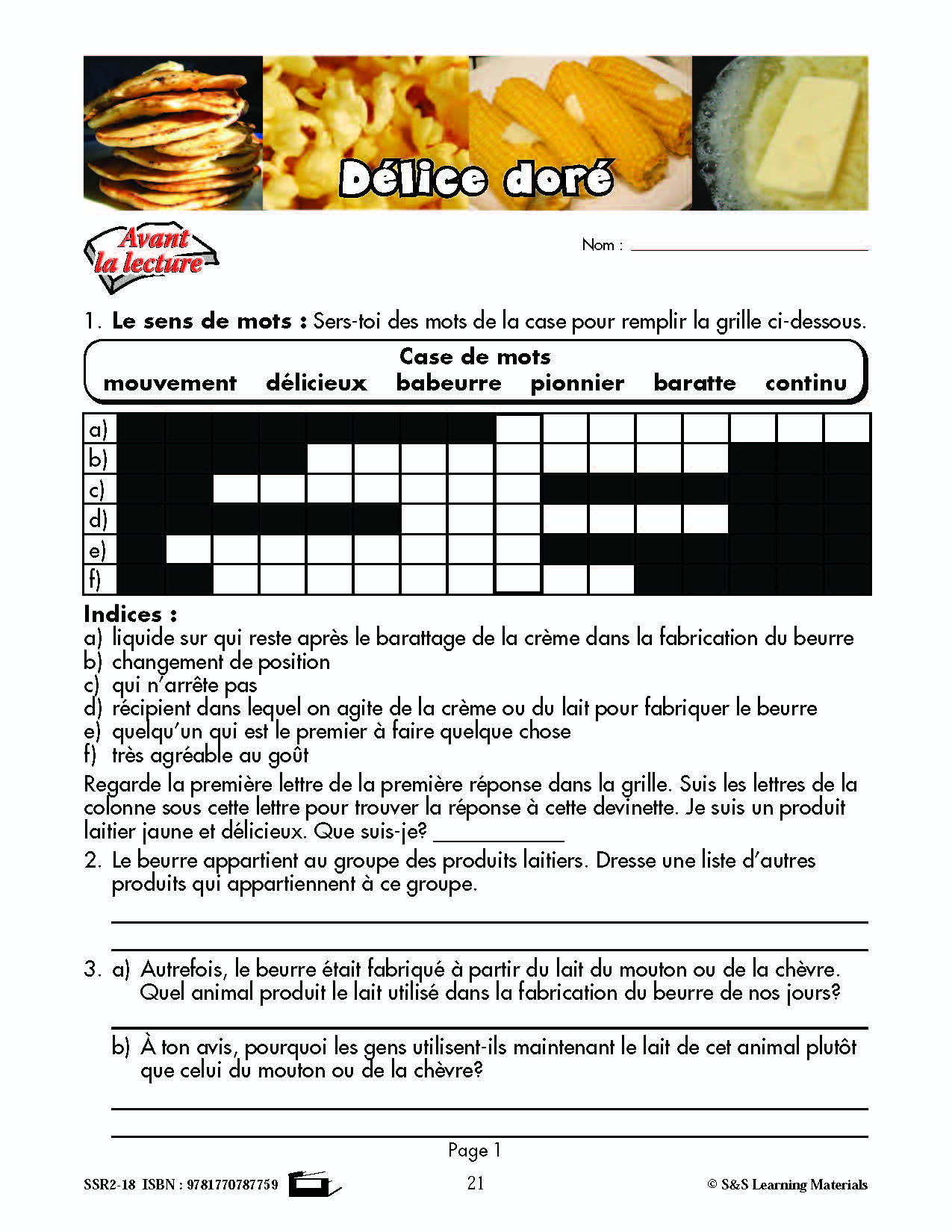 C'est un fait :  « Délice doré » 4e année