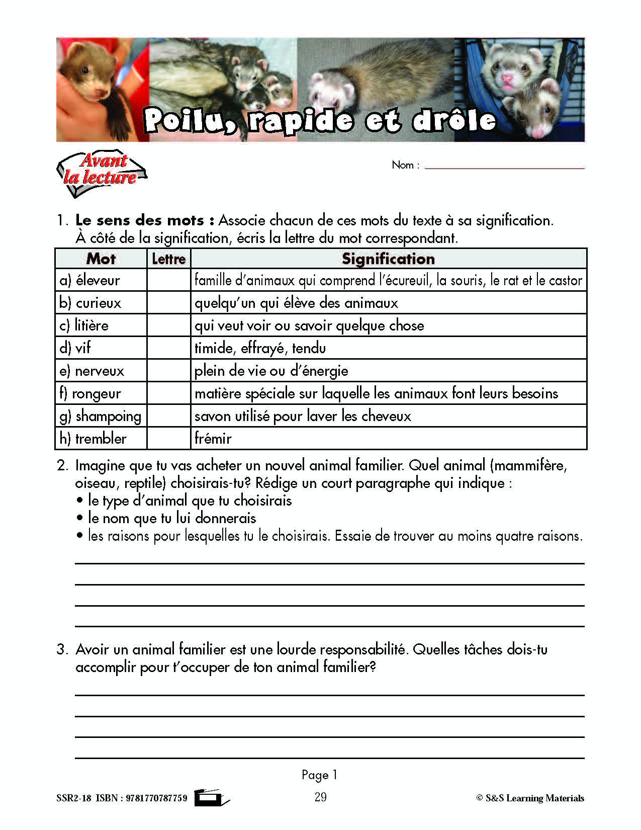 C'est un fait :  « Poilu, rapide et drôle » 4e année