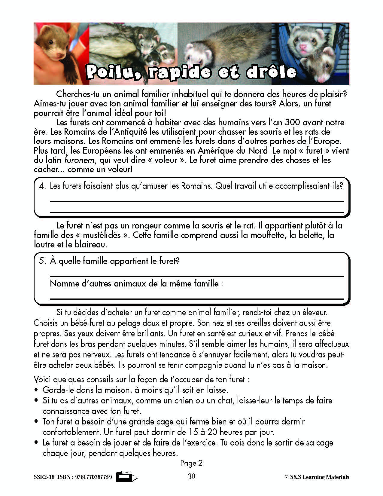 C'est un fait :  « Poilu, rapide et drôle » 4e année