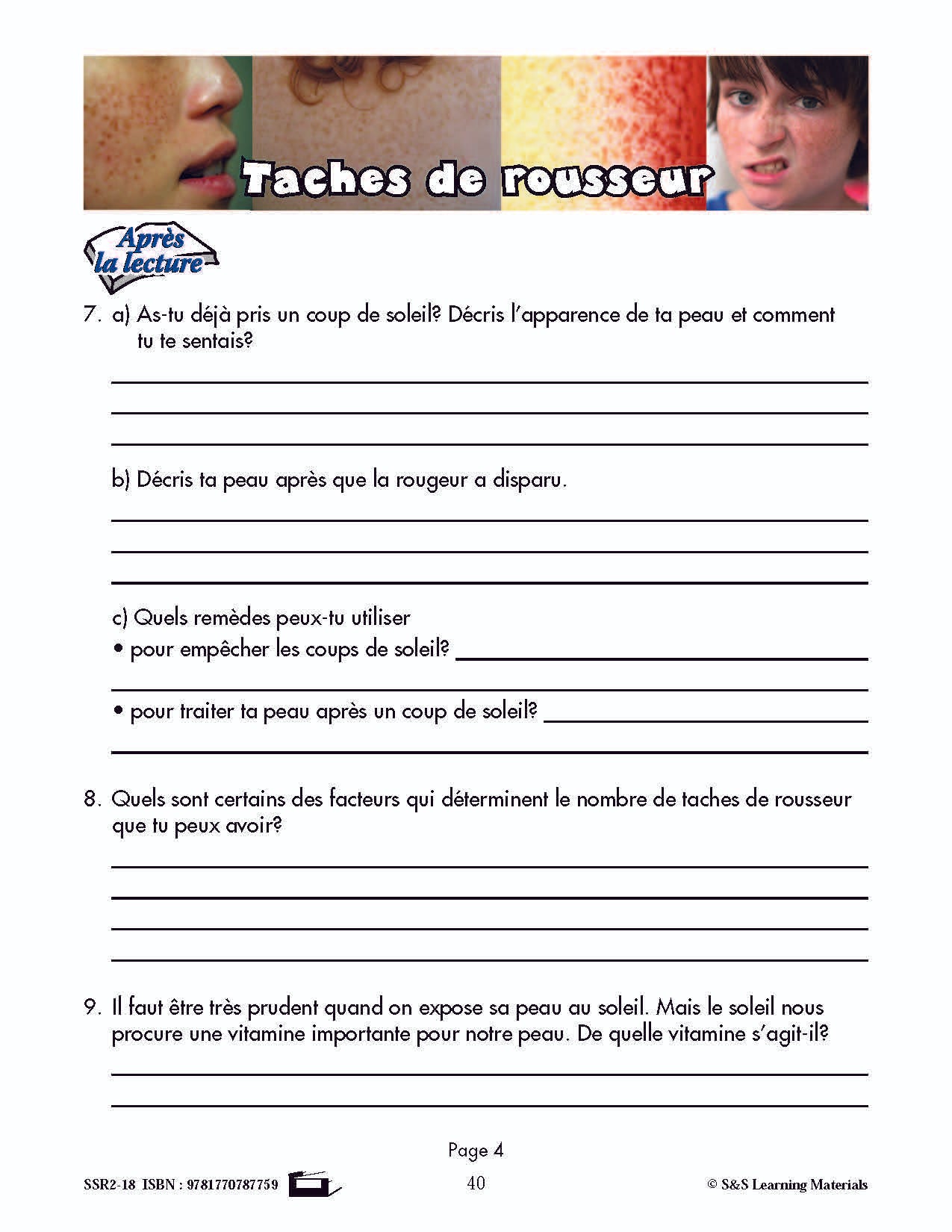 C'est un fait :  « Taches de rousseur » 5e année