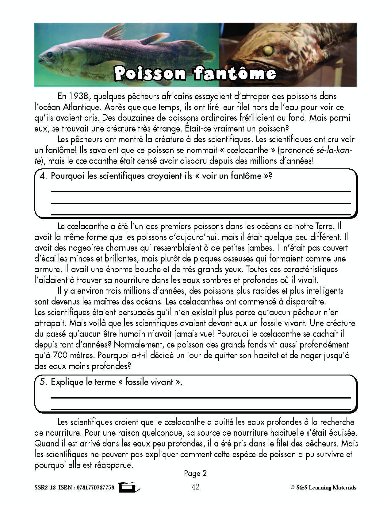 C'est un fait :  « Poisson fantôme » 5e année