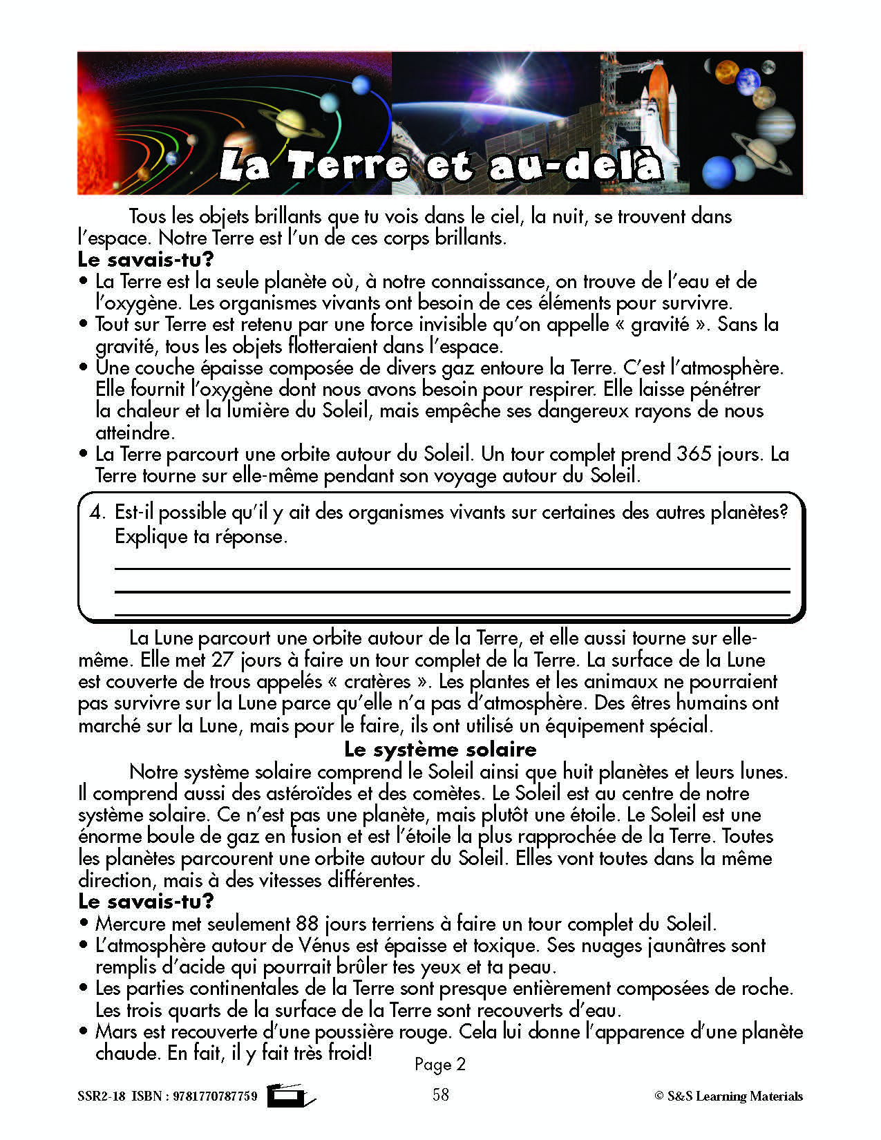 C'est un fait :  « La Terre et au-delà » 5e année