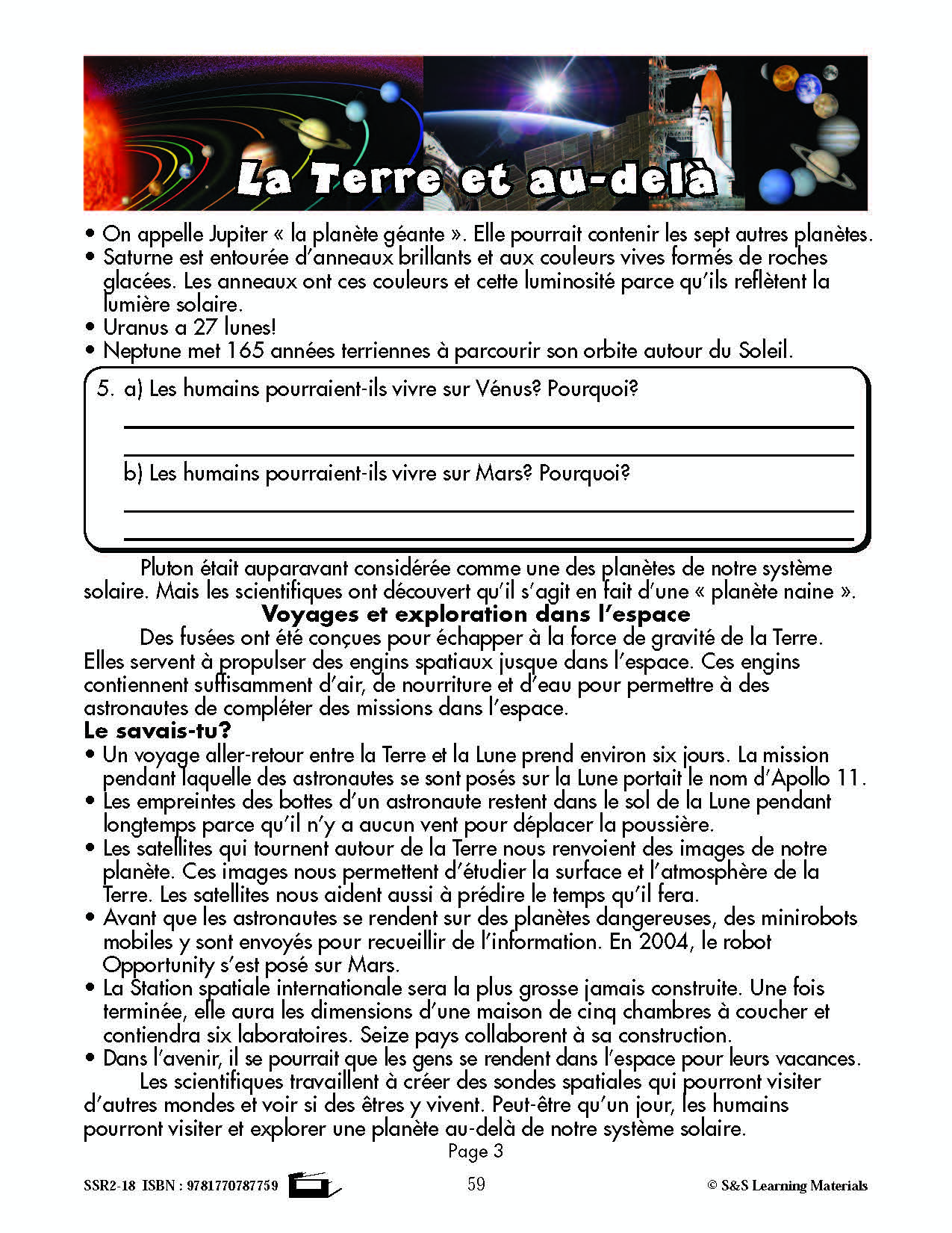 C'est un fait :  « La Terre et au-delà » 5e année