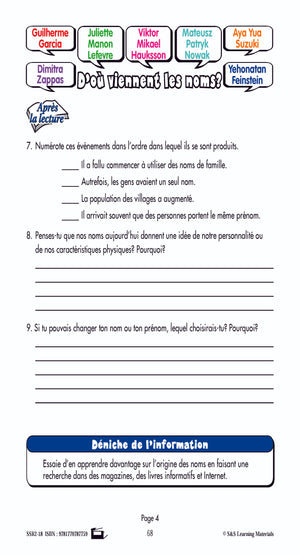 C'est un fait :  « D'où viennent les noms? » 6e année