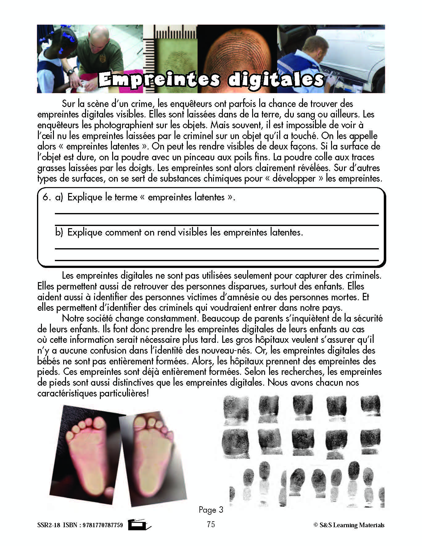 C'est un fait :  « Empreintes digitales » 6e année