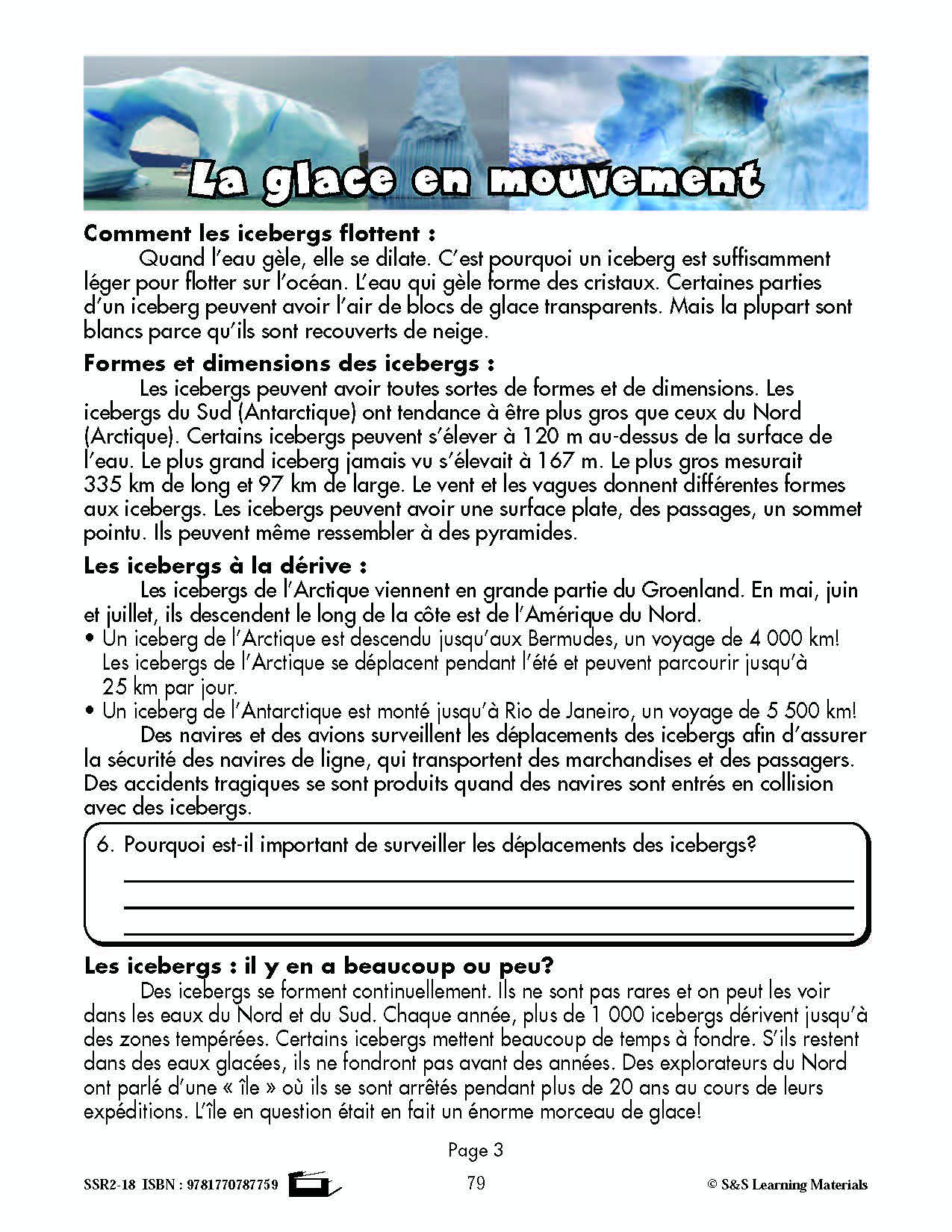 C'est un fait :  « La glace en mouvement » 6e année