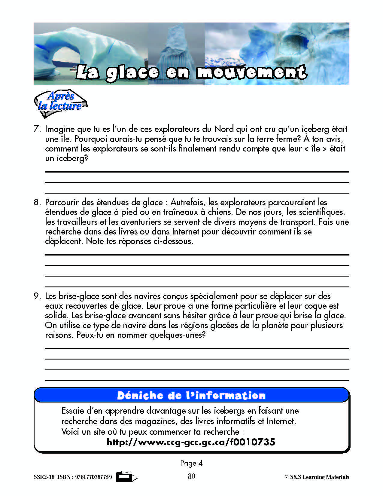 C'est un fait :  « La glace en mouvement » 6e année
