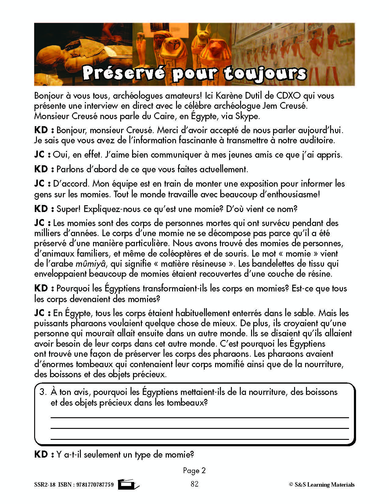 C'est un fait :  « Préservé pour toujours » 6e année