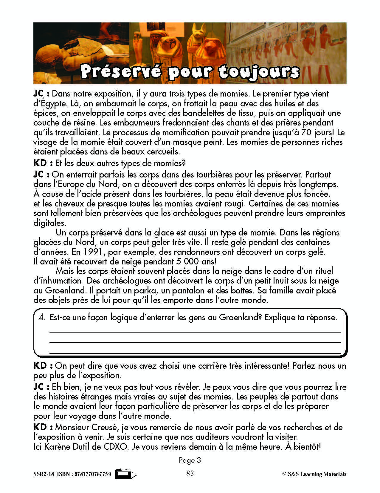 C'est un fait :  « Préservé pour toujours » 6e année