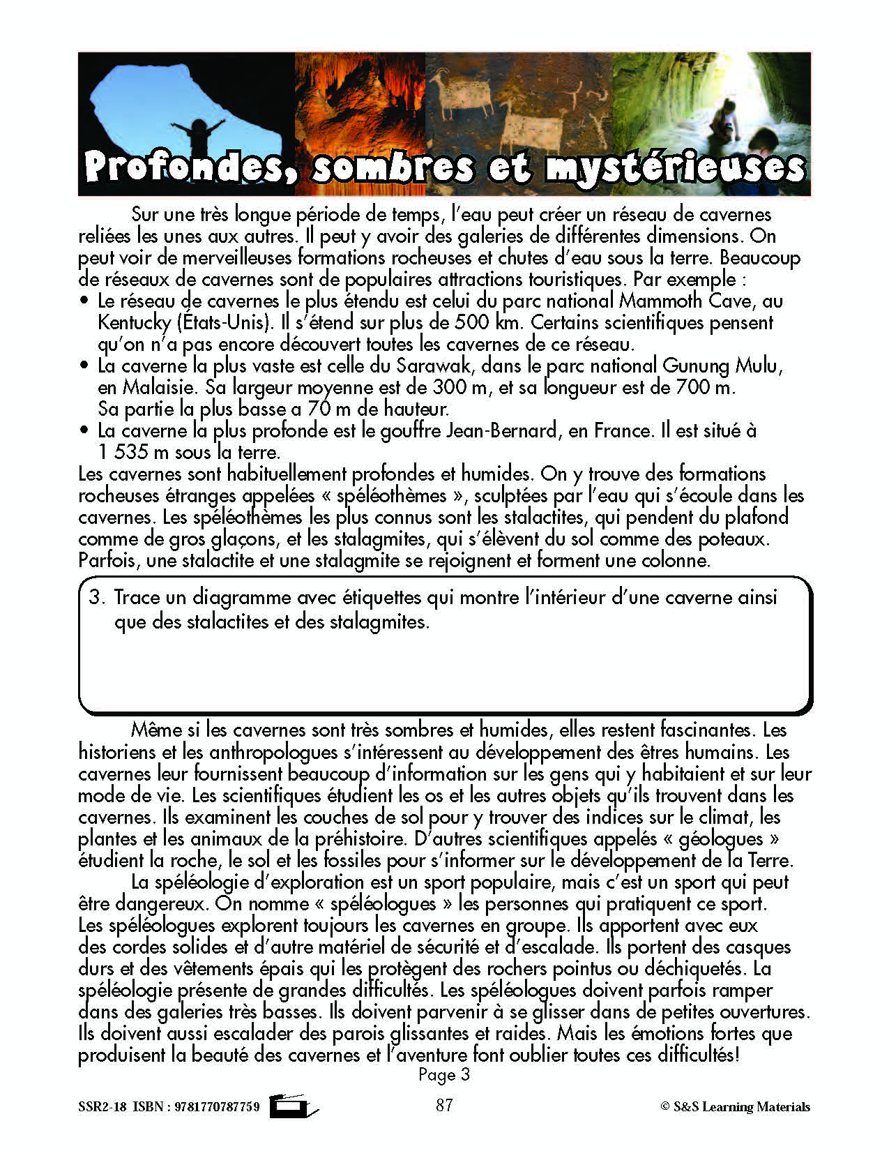 C'est un fait :  « Profondes, sombres et mystérieuses » 6e année