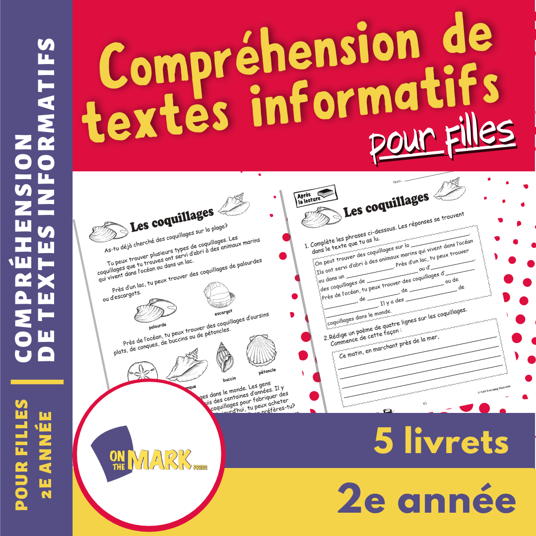 Compréhension de textes informatifs pour filles 2e année