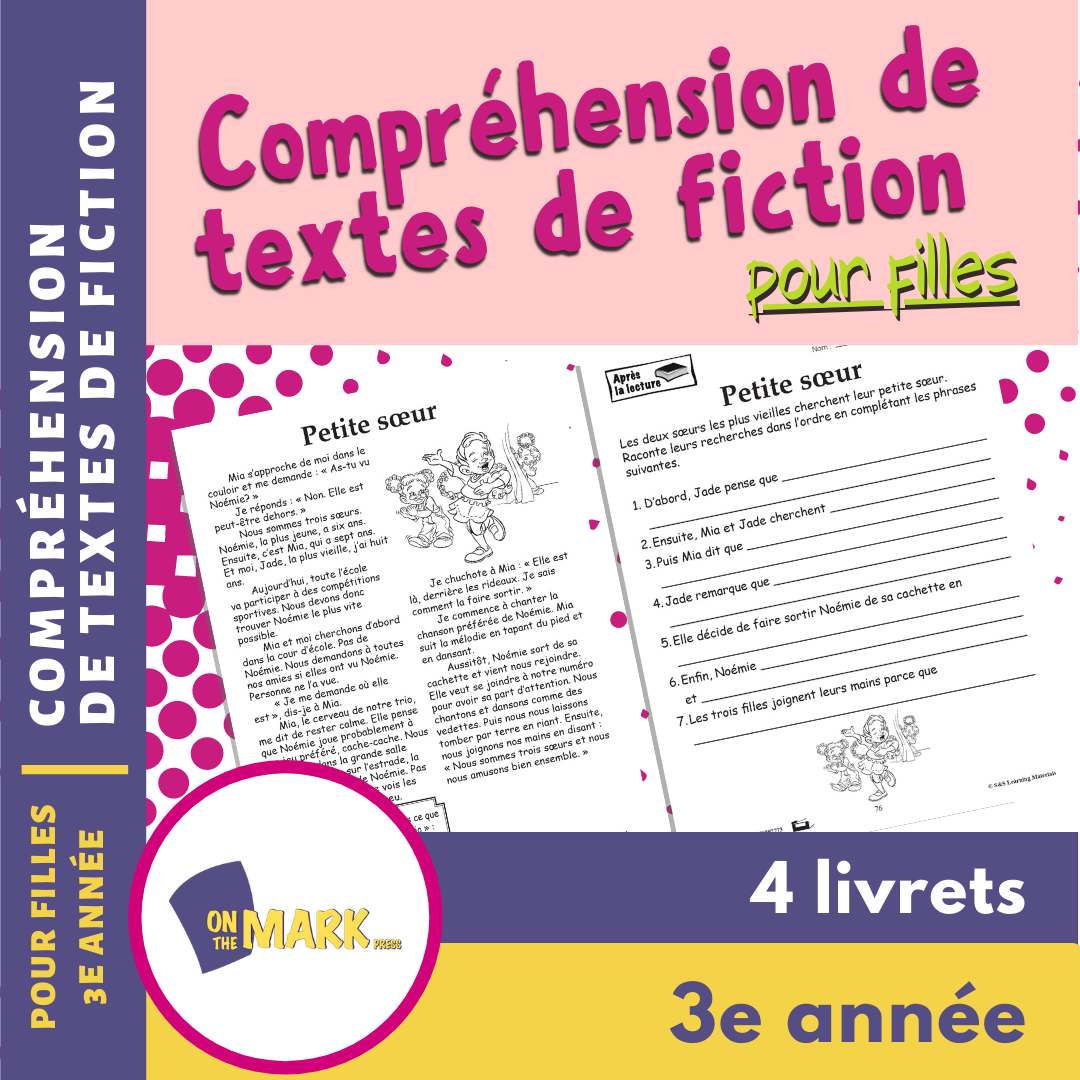 Compréhension de textes de fiction pour filles 3e année