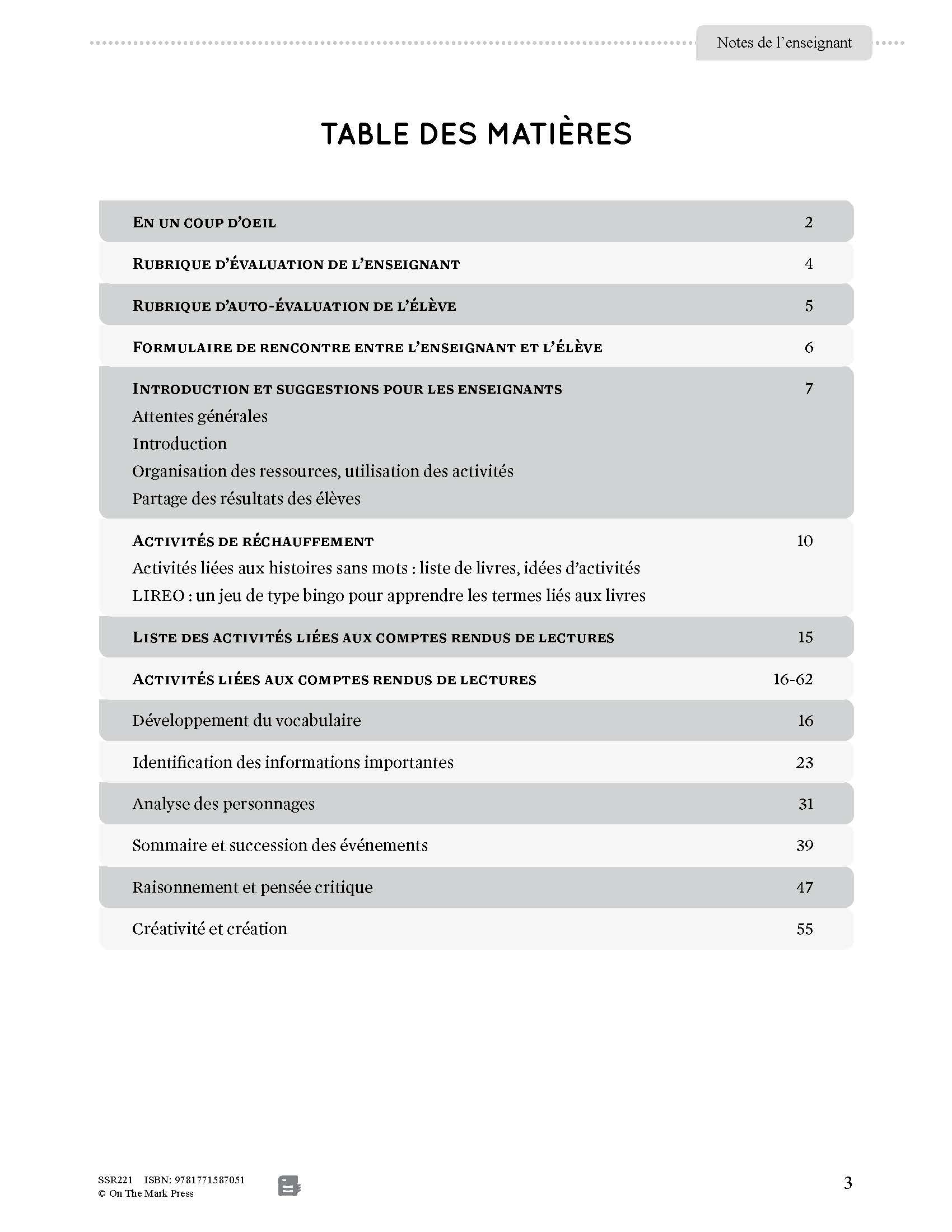 Comptes rendus de lecture: Lançons-nous! 1e à 2 année