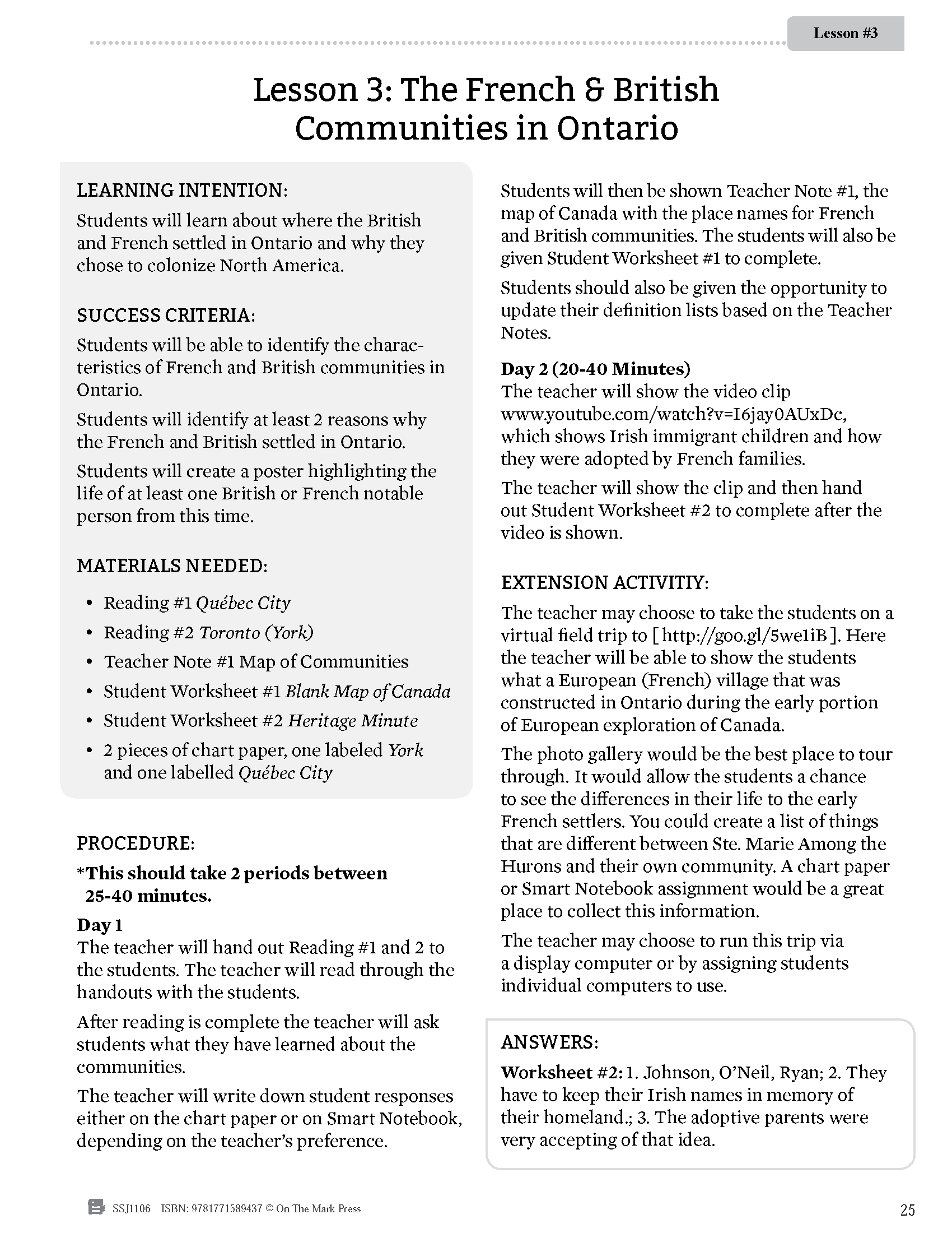 Ontario Grade 3 Social Studies Curriculum Savings Bundle!