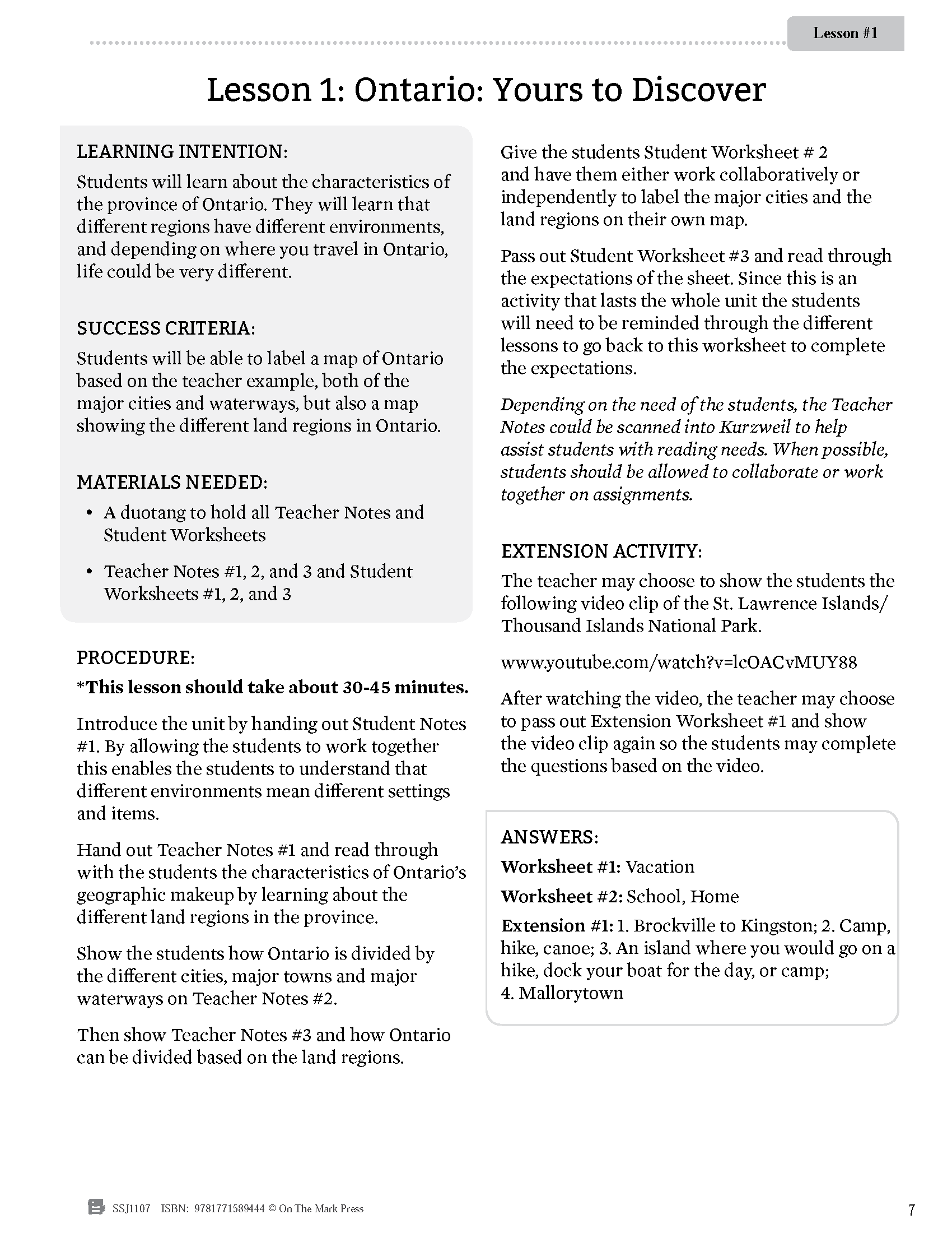 Ontario Grade 3 Social Studies Curriculum Savings Bundle!