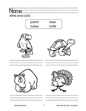 Read, Write, & Color: Vocabulary 1 Gr. 1