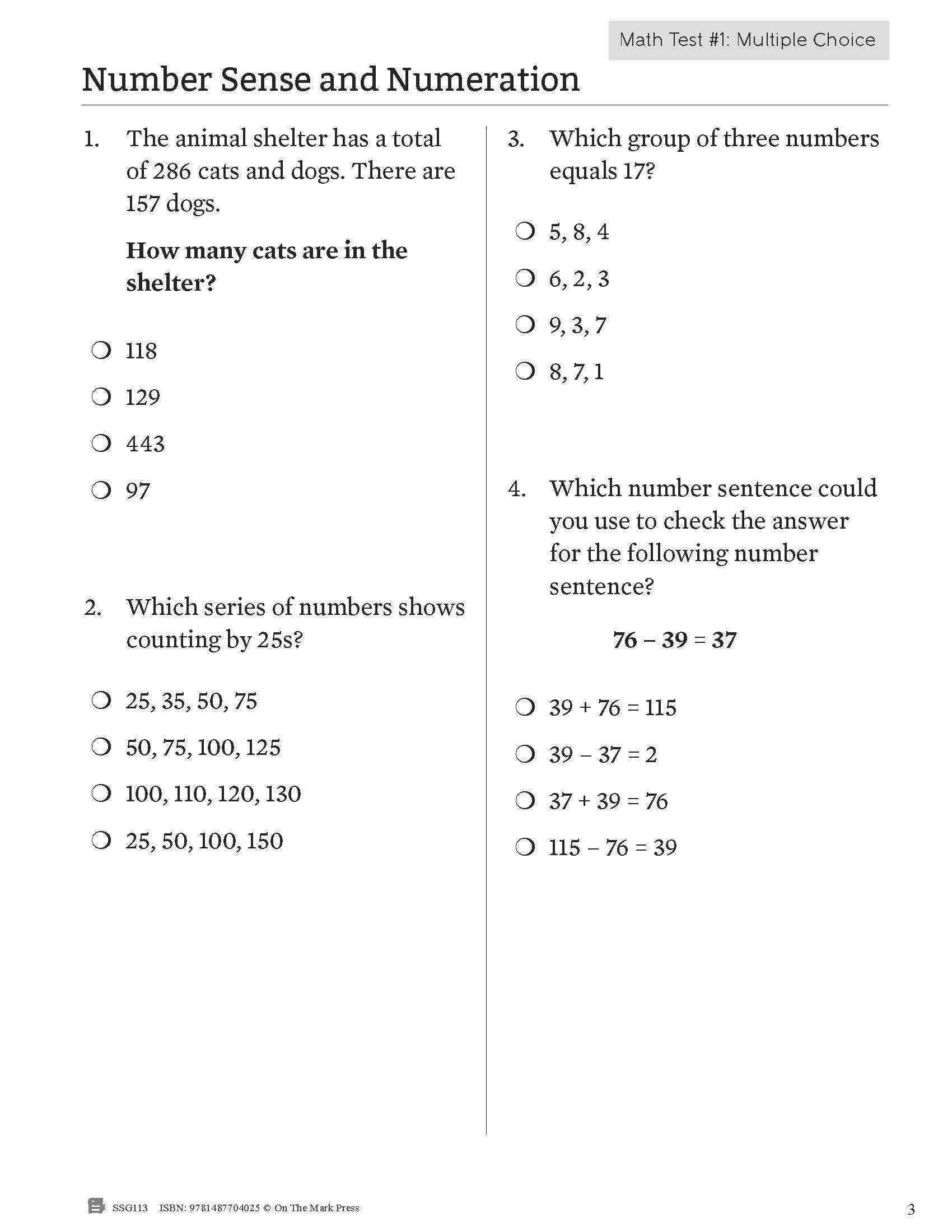 Ontario Grade 3 Math & Language Test Prep Guide