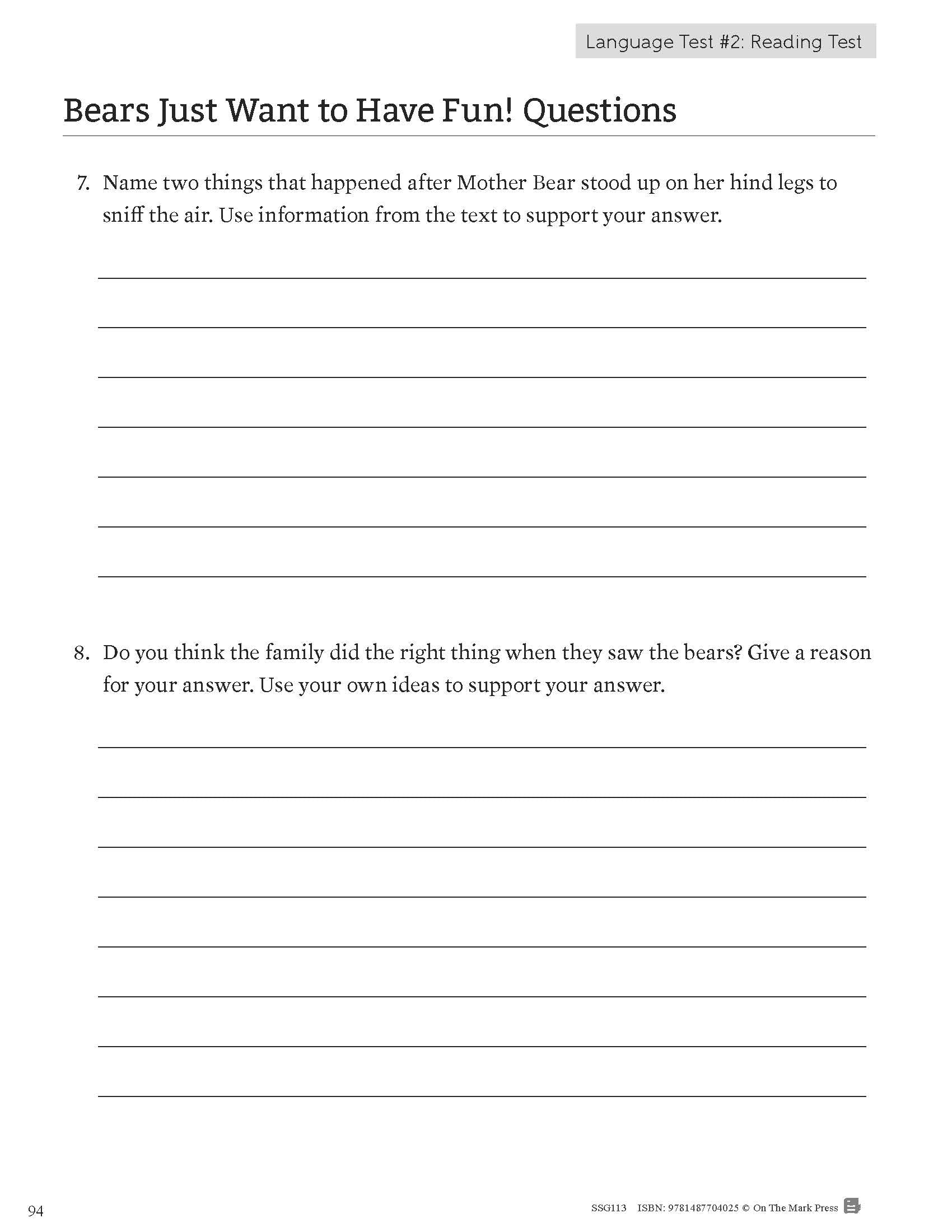 Ontario Grade 3 Math & Language Test Prep Guide