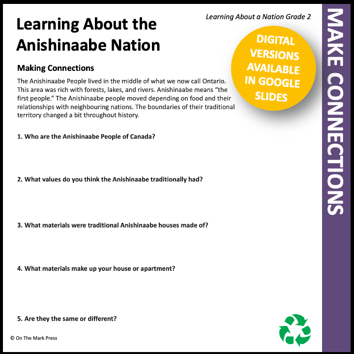 Learning About the Anishinaabe Nation Grade 2 Google Slides & Printables Distance Learning