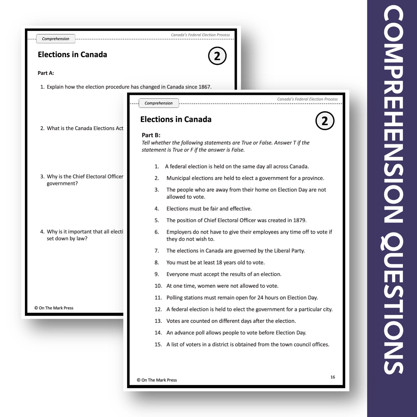 Elections in Canada - Google Slides & Printables! Interest Level Gr. 4-8, Reading Level Gr. 7-8