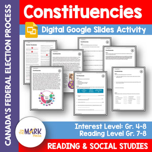 Canada's Constituencies Google Slides & Printables! Interest Level Gr. 4-8, Reading Level Gr. 7-8