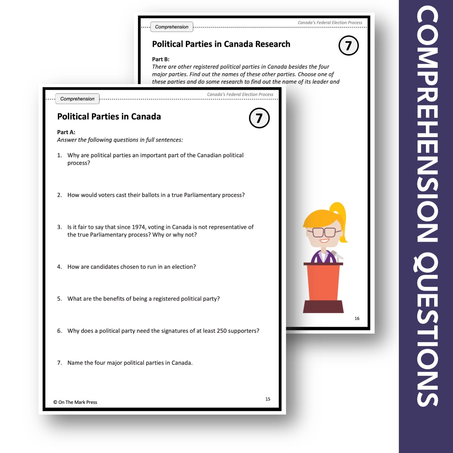 Canadian Political Parties Google Slides & Printables! Interest Level Gr. 4-8, Reading Level Gr. 7-8