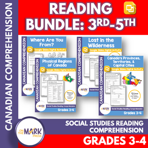 CDN Reading: Provinces, Territories, Caps & Physical Regions Google Slide Bundle Grades 3-4