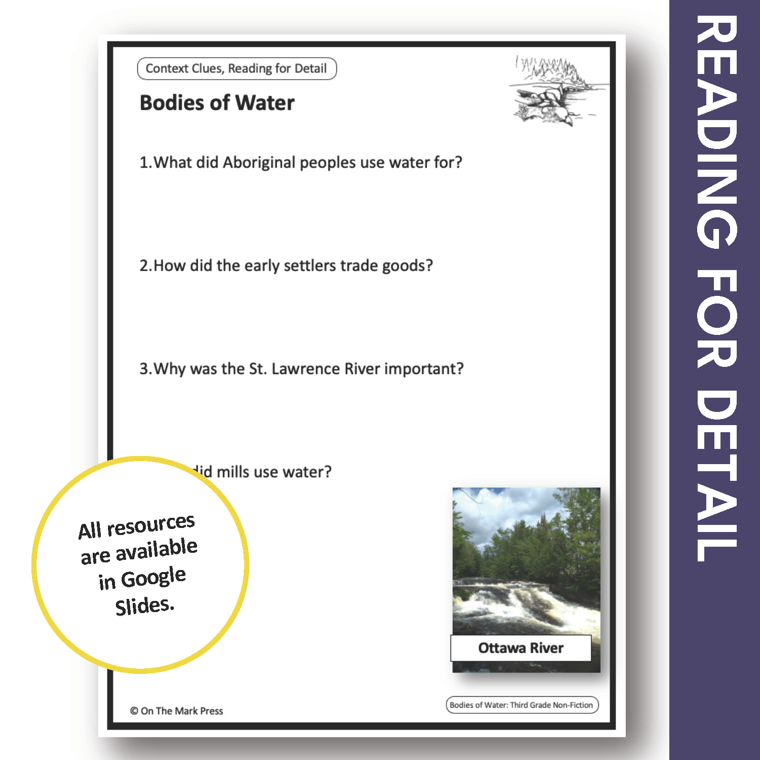 Bodies of Water - A Social Studies Reading Google Slides & Printables Gr. 3-4