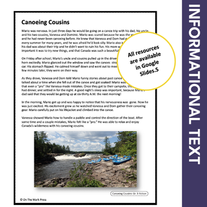 Canoeing Cousins: A CDN Social Studies/Reading Comp Google Slide Lesson Gr. 3-4