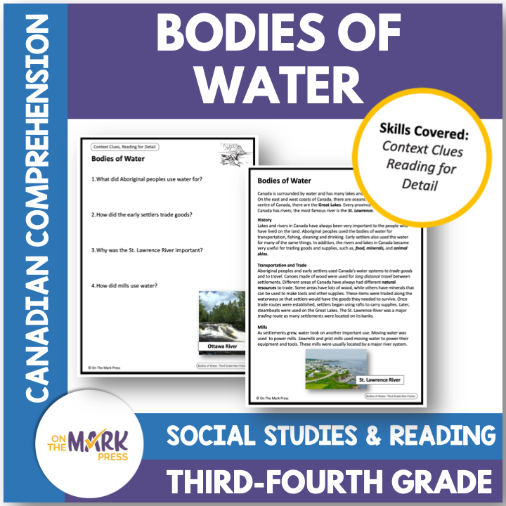 Canada's Bodies of Water, Ontario Lakes & Rivers, Reading Google Slide Bundle Gr 3-4
