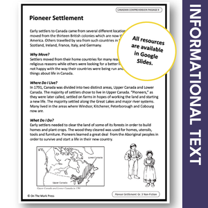 Pioneer Settlement:  A CDN Social Studies Reading Lesson Gr. 3-4 Google Slides