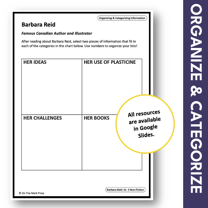 Barbara Reid-CDN Author/Illustrator: Social Studies/Reading Google Slides & Printables Gr. 3-4