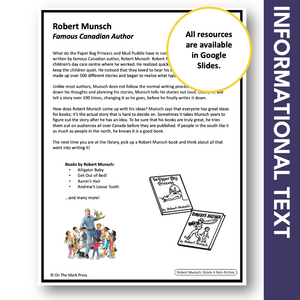 Robert Munsch - A Social Studies and Reading Google Slide Activity Gr. 3-4
