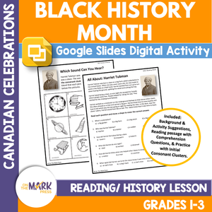 Black History Month Teacher Directed Google Slides & Printables Grades 1-3