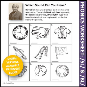 Black History Month Teacher Directed Google Slides & Printables Grades 1-3