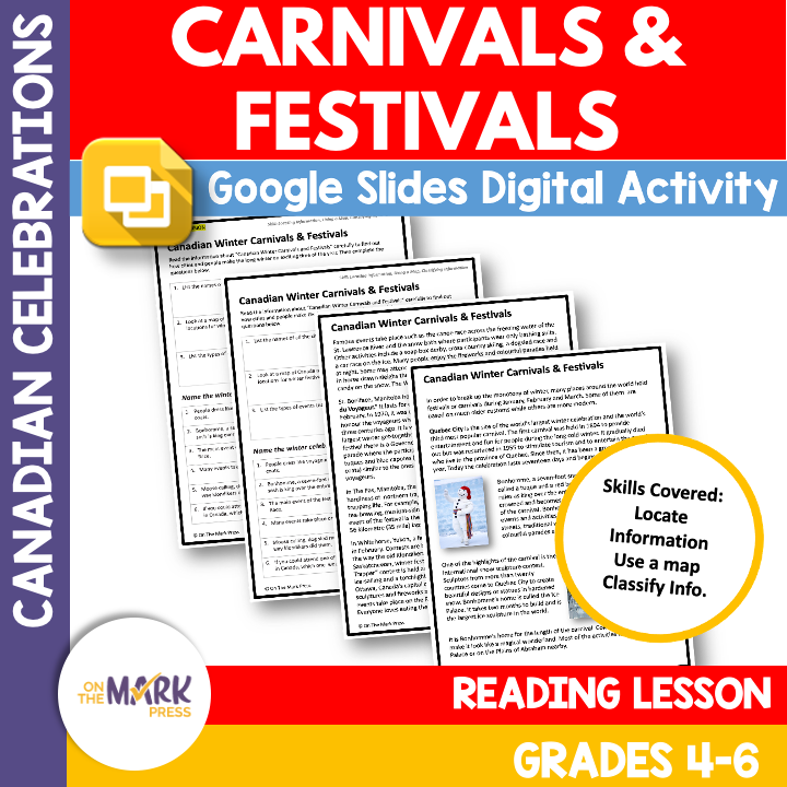 Canadian Winter Carnivals & Festivals Grades 4-6 Google Slides & Printables