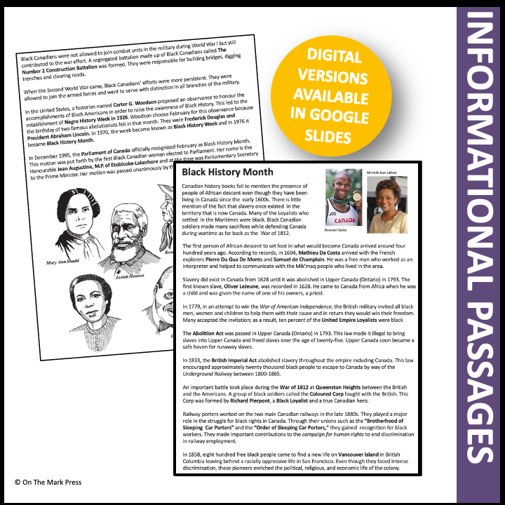 Black History Month Reading/History Lesson Google Slides Grades 4-6